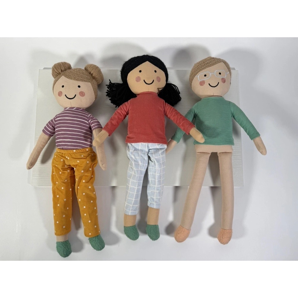 3 Pillow Fort Plush Ethnic American Dolls 20" Lot